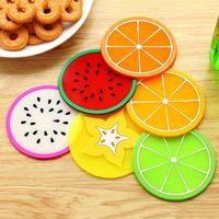 Sous-verre en silicone USSE Unique Slice Fruit, résistant à la chaleur, écologique, multifonctionnel, pour cuisine, bureau, table, personnalisable
