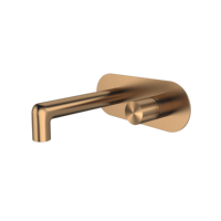Keran Wastafel Dinding Satu Pegangan Warna Rose Gold Brushed, Keramik Kuningan, untuk Hotel, Air Panas Dingin, Model Laundry