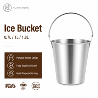 Seau à glace en acier inoxydable HC, conteneur à glace 0,7L-5L, seaux à vin, seaux à bière, grande capacité, rond, pour bar et fête, argent et or