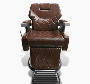Fauteuil de barbier en similicuir marron avec hauteur réglable et repose-pieds, design industriel, mobilier de salon - Product Image 1