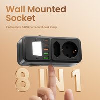 Adaptateur de prise murale multifonction portable avec 3 ports USB et 2 ports Type-C, multiprise EU pour les voyages et les hôtels