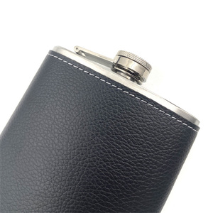 Haute qualité 8oz carré en acier inoxydable hanche flacon en cuir enveloppé personnalisé <span class=keywords><strong>pas</strong></span> <span class=keywords><strong>cher</strong></span> en gros cadeaux pour bouteille de whisky d'<span class=keywords><strong>alcool</strong></span> - Product Image 4