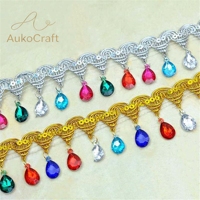 Accessoires de couture DIY pour vêtements : Ruban de dentelle pour chapeau, Strass en goutte, Diamants, Dentelle à franges à paillettes pour costumes et robes