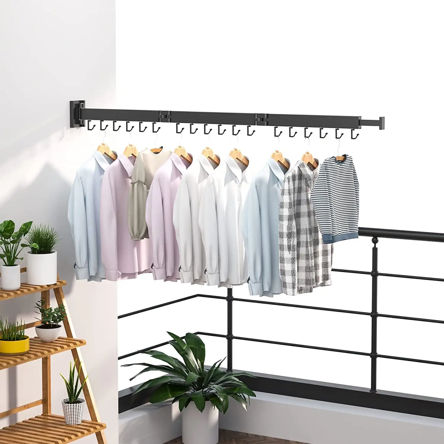 Wall Mounted Rotating Retractable Drying rack Clothes Dry Laundry Clothing Hangers Racks Shelf