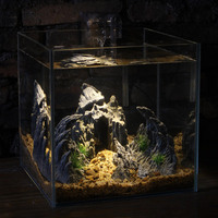 Décoration de petit aquarium en résine, paysage rocheux avec crâne de luxe, ornements, grotte cachée pour poissons, vue sur la montagne sous-marine créative