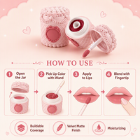 OEM ODM Gloss à lèvres minéral velours mat, longue tenue, haute pigmentation, waterproof, végan, motif gâteau fraise cœur rose mignon