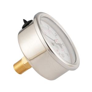 63mm 글리세린 충전 압력 게이지 1/4NPT 황동 후면 연결이있는 맞춤형 스테인레스 스틸 액체 충전 압력 게이지 - Product Image 2