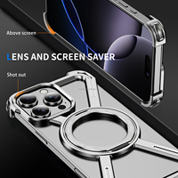 Étui de téléphone sans cadre en alliage d'aluminium avec support rotatif pour iPhone 16 Pro 15 Plus 14 13, étui magnétique pour téléphone portable, étui en métal