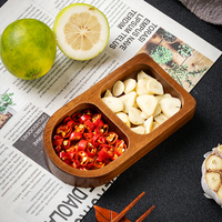 Bandeja Rectangular de Madera Maciza con Rejilla para Condimentos, Plato para Desayuno, Comida, Sushi, Pan, Postre, Salsas, Plato para Sazonar en la Cocina