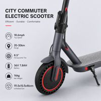 Trottinette électrique urbaine compacte grise, moteur haute puissance, batterie grande capacité, double freinage, pour les trajets quotidiens, l'école, le bureau, les déplacements urbains
