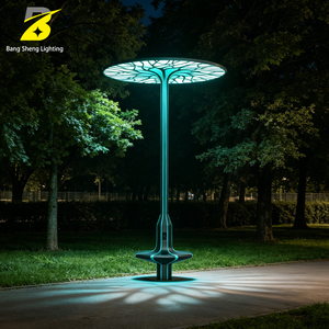 Lampadaire LED en forme d'arbre avec banc intégré pour parc public et place, lampe paysagère multifonctionnelle moderne - Product Image 6