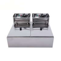Friteuse professionnelle à gaz double cuve – Équipement de cuisine de comptoir en acier inoxydable