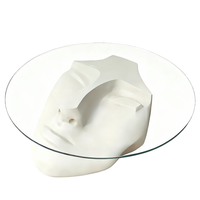 Table basse artistique unique en forme de visage, plateau en verre trempé, table centrale, mobilier artistique pour salon, villa, maison, décoration de luxe