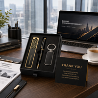 Coffret Cadeau d'Affaires de Luxe Exécutif Personnalisé avec Logo : Stylo Métallique, Marque-page et Porte-clés – Kit 3-en-1 pour Remerciement Client et Cadeaux d'Entreprise