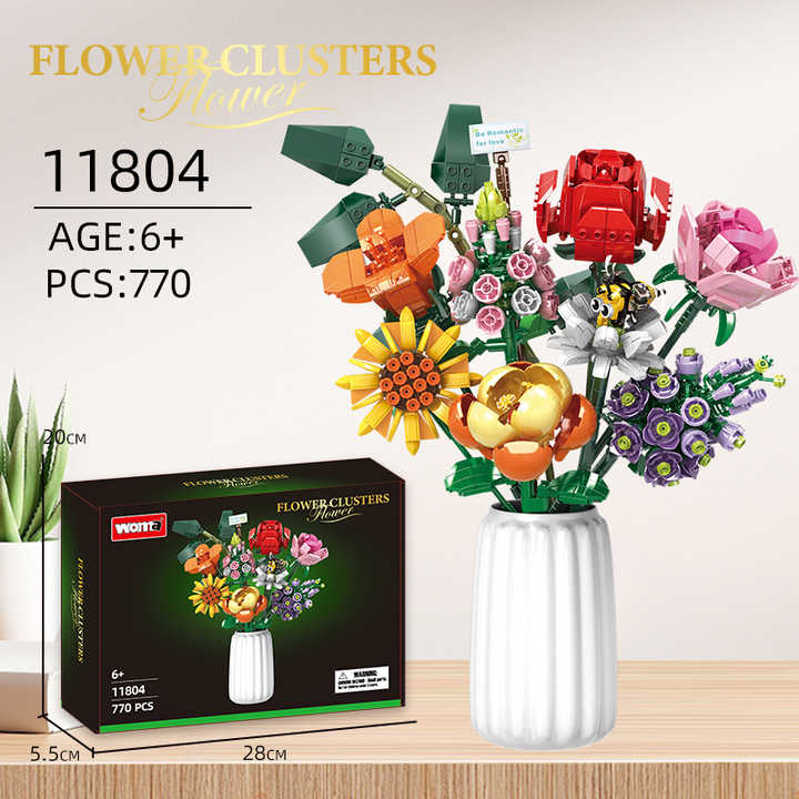 Woma Toys 11804 - Build a Flower Bouquet with 770 Blocks
