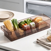 Boîte de rangement portable en acrylique fumé pour réfrigérateur, avec diviseurs, pour canettes de sodas et jus, yaourts en pot et fromages