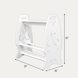 <span class=keywords><strong>Support</strong></span> de cannes <span class=keywords><strong>à</strong></span> <span class=keywords><strong>pêche</strong></span> portable en bois, capacité de 24 cannes et moulinets, résistant aux intempéries, pour garage et extérieur - Product Image 2