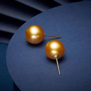 Pendientes de Aro de Oro Sólido de 18K UM Jewelry, Unisex/para Mujer, Clásicos, Finos, para Uso Diario, Regalo de Boda, Aniversario, Fiesta, con Perla de Agua Salada - Product Image 4