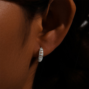 CANNER Delicate Zirconia Huggie <b>Hoop</b> <b>Earring</b> Jewelry 925 <b>Silver</b> Woman Personality Diamond 18K Gold Chunky Buckle <b>Hoop</b> <b>Earrings</b> - Product Image 6