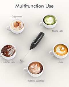Mousseur à lait électrique portatif à piles, batteur à mousse, mélangeur de boissons avec <span class=keywords><strong>fouet</strong></span> en acier inoxydable pour café et mousse de lait - Product Image 4