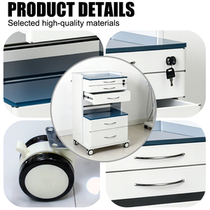 <span class=keywords><strong>Armoire</strong></span> de rangement médical mobile verrouillable à 3 tiroirs pour le stockage d'instruments en milieu hospitalier et clinique - Product Image 6