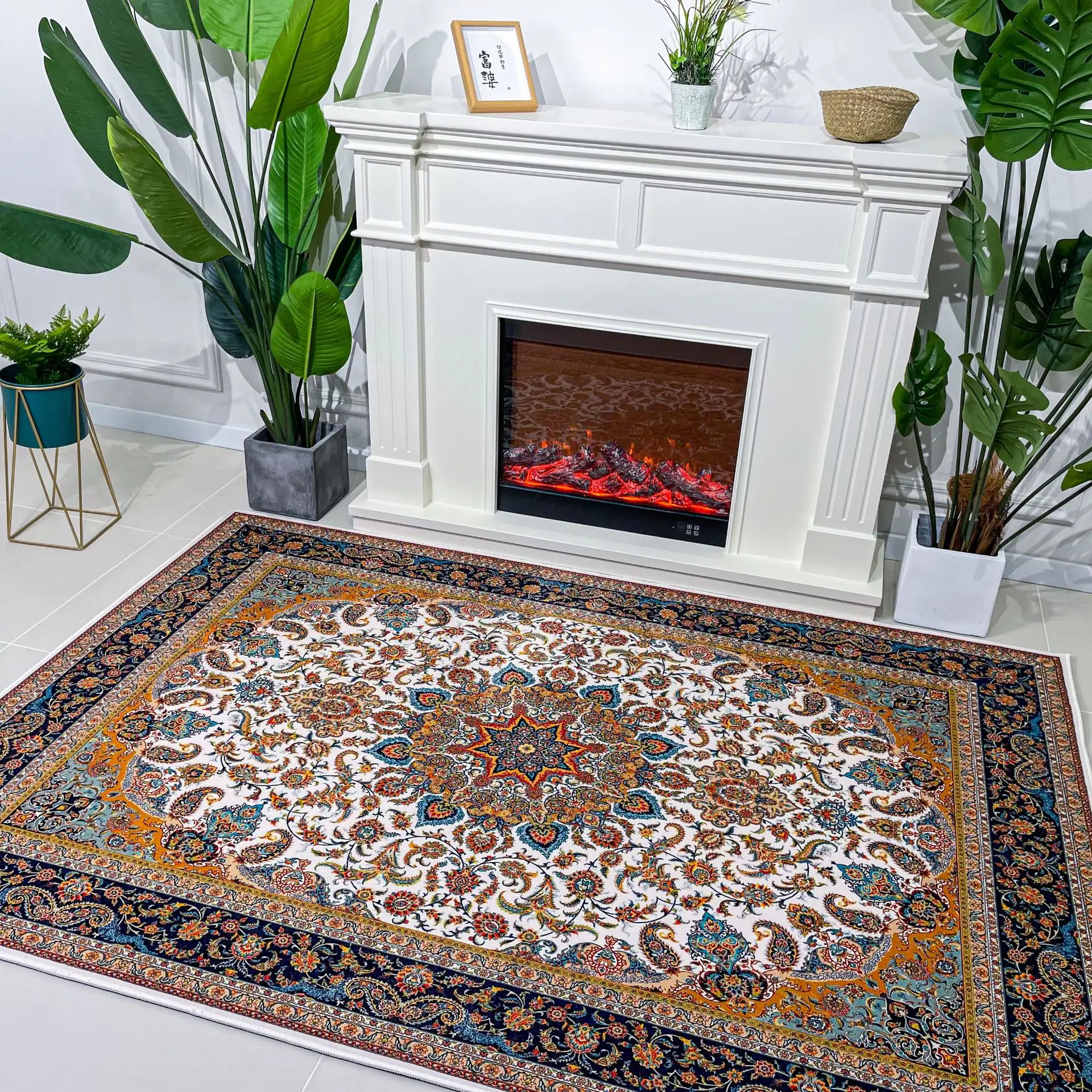 Kualitas Tinggi Dalam Ruangan Besar, Funky Dicuci Karpet Nordik Boho Maroko Disesuaikan Persegi Luas Karpet untuk Ruang Tamu dan Kamar Tidur/