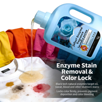 Lessive liquide enzymatique puissante détachante, parfum longue durée, protection des couleurs anti-décoloration
