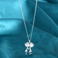 Collier romantique en argent sterling 925 avec pendentif double cœur enlacé, plaqué rhodium, cadeau pour femme, bijoux