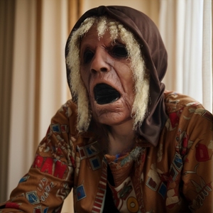 Máscara de Látex de Cara Completa de Anciana Gritona, Cubierta de Tela Resistente, Accesorio de Disfraz para Halloween, Festivales y Cosplay - Product Image 4