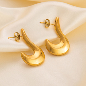 ต่างหูหมุดชุบทองรูปตัวยูสำหรับผู้หญิงเครื่องประดับแฟชั่น EH11239อัลลอยสังกะสี - Product Image 4