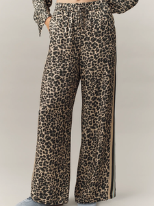 <span class=keywords><strong>Pantalon</strong></span> large à jambes larges pour femmes, imprimé léopard, <span class=keywords><strong>taille</strong></span> élastique, décontracté, tendance, avec logo personnalisé - Product Image 1