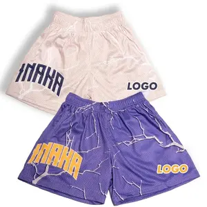 Moda verano diseño de lujo pantalones cortos personalizados gimnasio entrenamiento malla pantalones cortos 5 pulgadas sublimación baloncesto pantalones cortos de los hombres