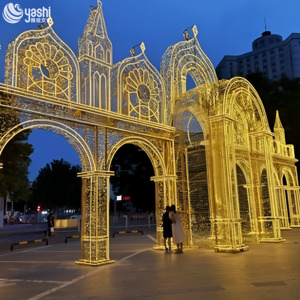 Arche lumineuse géante en forme de château doré à LED, décoration d'entrée pour événements commerciaux et mariages - Product Image 6