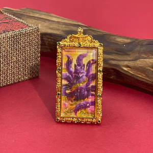 Collier pendentif Thangka Manjusri Bodhisattva doré et peint à la main pour hommes et femmes, collier Zajila <span class=keywords><strong>Mo</strong></span> Spirit du Renard à neuf queues - Product Image 2
