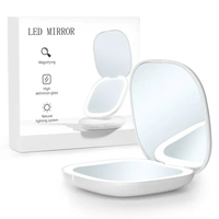 Vente en gros logo personnalisé petit miroir grossissant 5X miroir de beauté de maquillage avec lumière