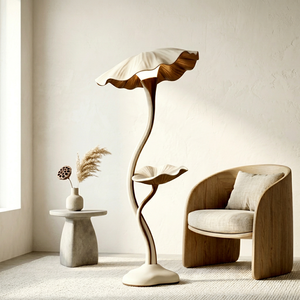 Lámpara de Pie Minimalista de Hierro con Diseño de Pétalos Esculturales, Tamaño Grande para Dormitorio, Decoración Moderna - Product Image 1
