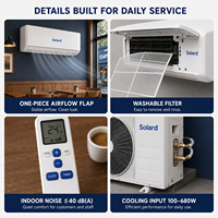 Climatiseur solaire hybride haute efficacité 9000 BTU 100 % DC hors réseau, unité split pour usage extérieur dans les cafés et petites salles à manger
