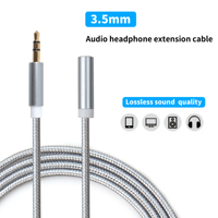 3,5 MM Stereo 3-poliges graues Audio-Nylon-Verlängerung kabel von Stecker zu Buchse 1m/3m/5m
