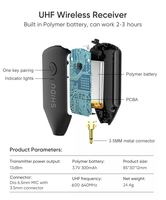 Microphone sans fil UHF adapté à tous les haut-parleurs avec prise 3,5 mm, 6,5 mm, microphone pour instruments de musique