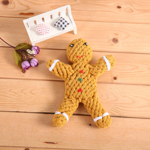 Giocattoli per Cani Personalizzati all'Ingrosso, Giocattoli da Masticare per Cani in Corda di Cotone Resistente a Forma di Omino di Pan di Zenzero Natalizio per la Pulizia dei Denti - Product Image 4