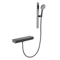 Ensemble de douche domestique thermostatique en cuivre chromé de Kaiping, design moderne, avec barre de levage, double commande chaud/froid, pomme de douche carrée