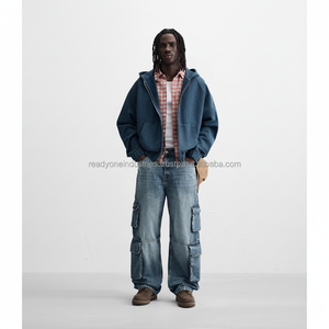 เสื้อมีฮู้ดผู้ชายผ้าฝ้าย100% ย้อนยุคทรงบ็อกซี่เสื้อมีฮู้ดโลโก้พลอยเทียมแบบกำหนดเอง - Product Image 1