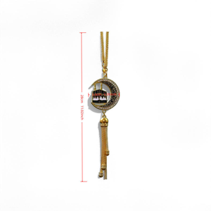 Ornamento per Ramadan, Accessorio Auto Musulmano, Pendente a Forma di Mezzaluna e Kaaba in Lega di Zinco con Nappina per <span class=keywords><strong>Pellegrini</strong></span> - Product Image 2