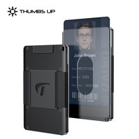 THUMBS-UP Badge d'identification de fenêtre de blocage RFID pour hommes Porte-cartes Porte-cartes en métal et aluminium avec sangle de caisse