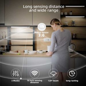 Luces LED para Debajo del Gabinete con Sensor de Movimiento, Atenuables, 3000K 4000K 6000K, Control Remoto, 200/400/600/800MM, Plateadas y Negras - Product Image 3