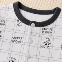 Pyjama à jambes pour bébé |   Combinaison à manches longues en coton 100% à imprimé quadrillé "BROVE PUPPY" |   Bordure côtelée à pression sur le devant |   Nouveau-né
