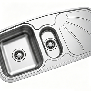 Fregadero de cocina de doble cubeta 70/30 de acero inoxidable SUS304 de grado alimenticio, acabado mate cepillado, empotrado bajo encimera, con ventilador de drenaje - Product Image 4