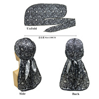 Durags soyeux pour hommes Bandanas Turban chapeau perruques Doo hommes Satin Durag chapeaux bandeau cheveux accessoires Extra longue queue Durags