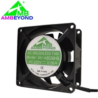 Ventilateur de climatisation à haut débit d'air 8038 110V 220V avec roulement à billes, cadre en alliage d'aluminium, haute vitesse, faible bruit pour compresseur d'air