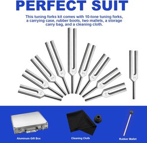 Solfeggio Điều Chỉnh Dforks Set Không Trọng Lượng 10-Mảnh Chữa Bệnh Dforks Với 528 Hz Âm Thanh Cho Thiền Căng Thẳng Giảm Năng Lượng Làm Việc Quà Tặng - Product Image 3